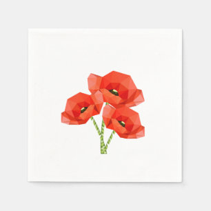 Red Origami Poppies Pappersservett