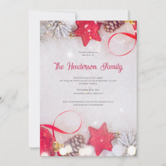 Red Ornament Invitation, Christmas Greetings Inbjudningar