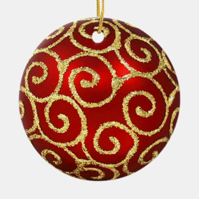 Red Ornament med Guld Swirls (Framsidan)