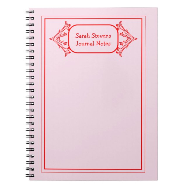 Red Ornamental Framed Notebook Anteckningsbok (Framsidan)