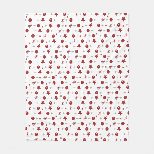 Red Ornaments & Stars Christmas Fleece Blanket (Framsidan)