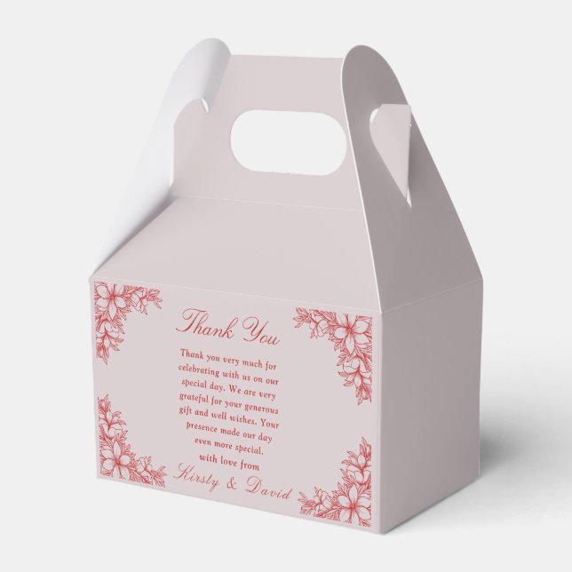 Red Ornate Blommigt Bröllop Presentaskar (Framsidan Sidan)