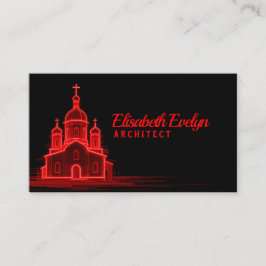 Red Orthodox Church Sketch on Black Background Visitkort