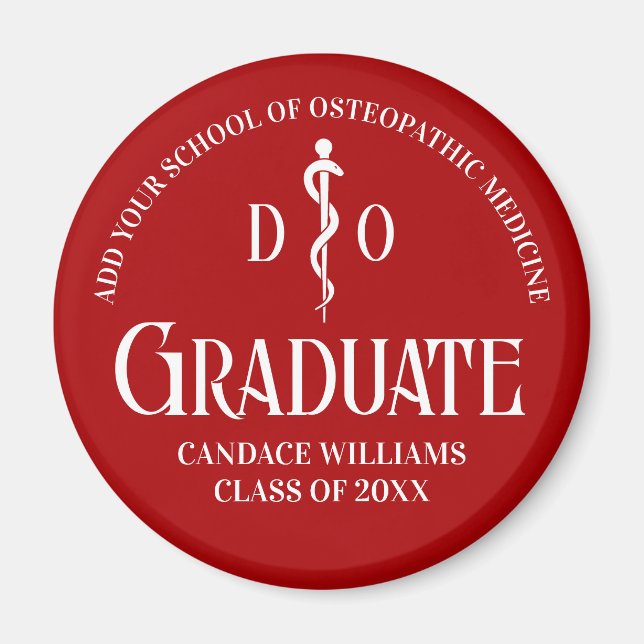 Red Osteopatic Medical School Studenten Anpassning Magnet (Framsidan)