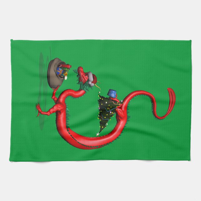 Red Östra Dragon Kökshandduk (Horisontell)