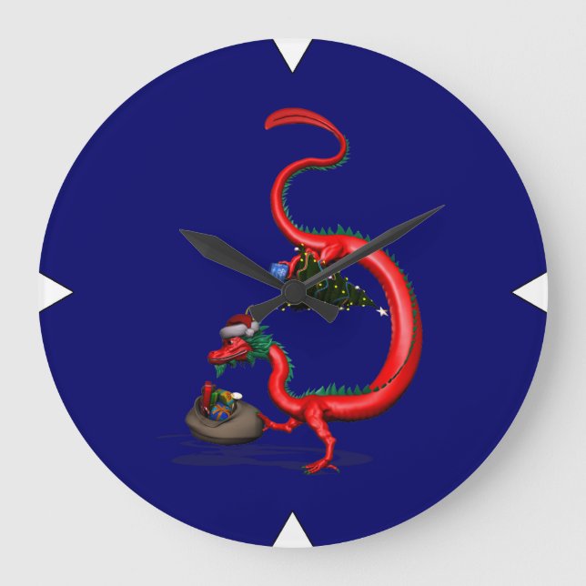 Red Östra Dragon Stor Klocka (Framsida)