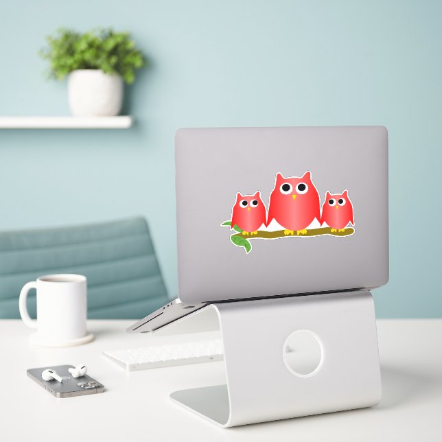 Red Owls Design Klistermärken (Laptop På Skrivbordet)