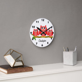 Red Owls Design Personalised Rund Klocka