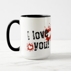 Red Paint Splatter Hearts, jag Kärlek You Mugg