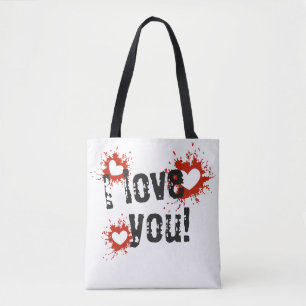 Red Paint Splatter Hearts, jag Kärlek You Tygkasse