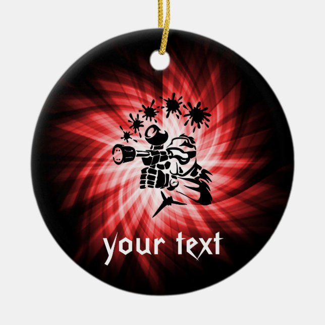 Red Paintball Julgransprydnad Keramik (Framsidan)