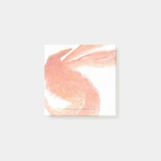 Red Painted Mythical Bird Post-It Notes (Framsida)