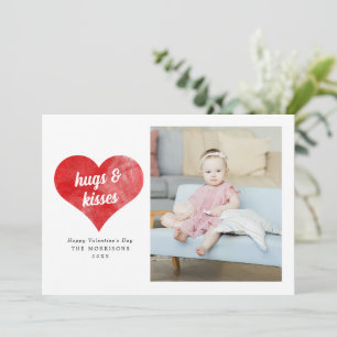 Red Painterly Hearts Modern Valentine Day Photo Julkort