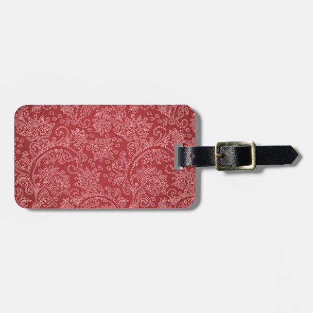 Red Paisley Damask Designer Blommigt Classic Bagagebricka (Horisontell Framsida)