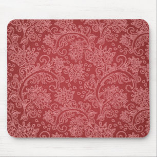 Red Paisley Damask Designer Blommigt Classic Musmatta