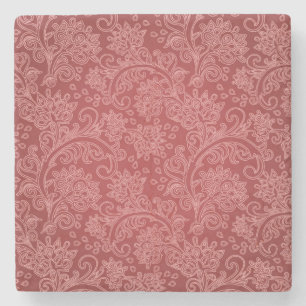 Red Paisley Damask Designer Blommigt Classic Stenunderlägg