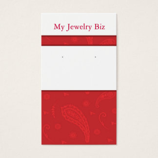 Red Paisley Earring Cards Visitkort