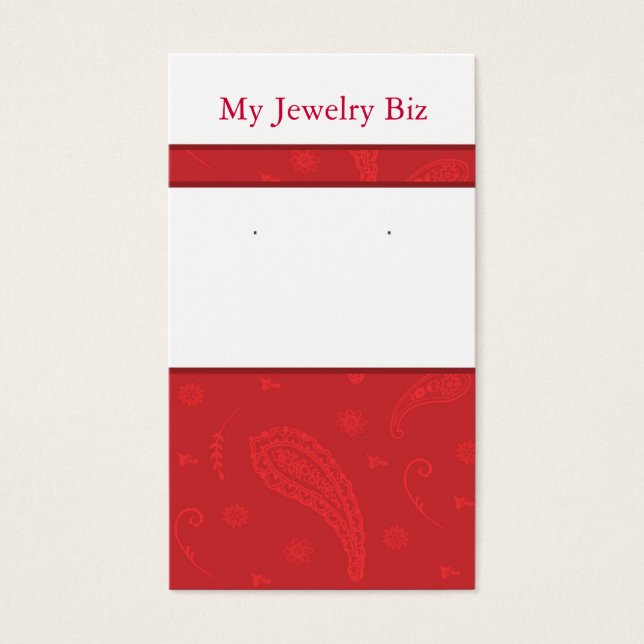 Red Paisley Earring Cards Visitkort (Framsidan)