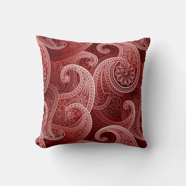Red Paisley Exotic Mönster Kudde (Framsida)