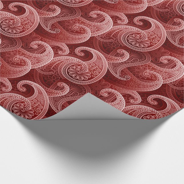 Red Paisley Exotic Mönster Presentpapper (Hörn)