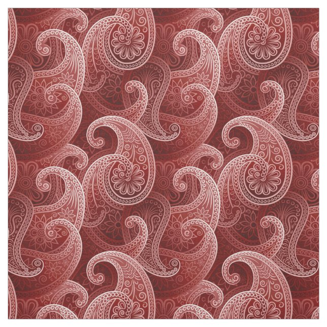 Red Paisley Exotic Mönster Tyg (Provkarta)