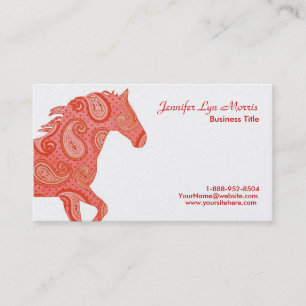 Red Paisley Horse Visitkort