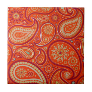 Red Paisley Kakelplatta