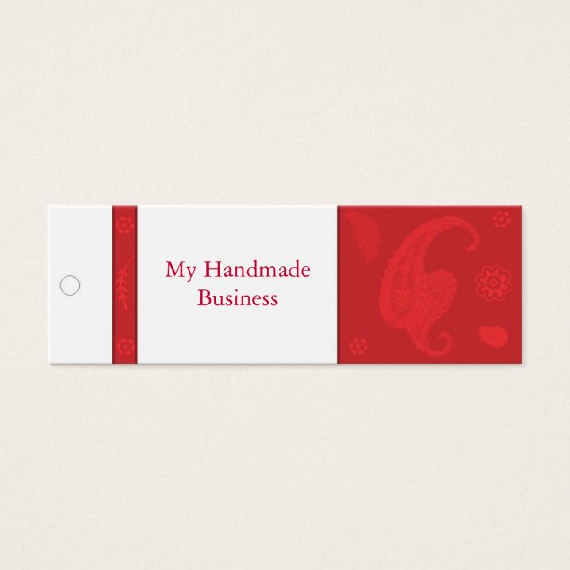 Red Paisley Märkre Litet Visitkort (Framsidan)