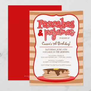 Red Pancakes and Pajamas Birthday bjudande Inbjudningar