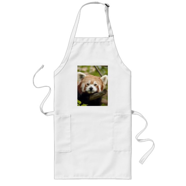 red-panda-004 röd Panda Långt Förkläde (Framsidan)