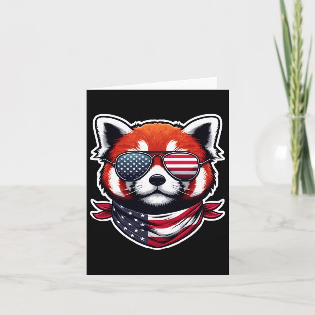 Red Panda 4:e juli amerikanska Independence day Pa Kort (Framsida)