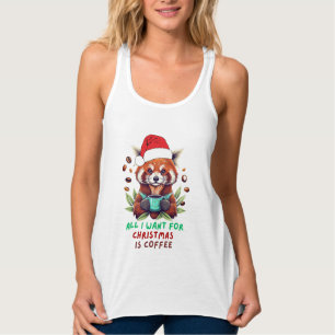 Red Panda Allt jag vill ha i jul är kaffe Linne Med Racerback