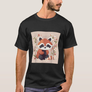 Red Panda And Cherry Blossom Illustration Sweet Wa T Shirt