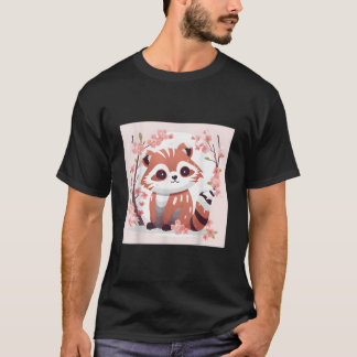 Red Panda And Cherry Blossom Sketch Adorable T Shirt