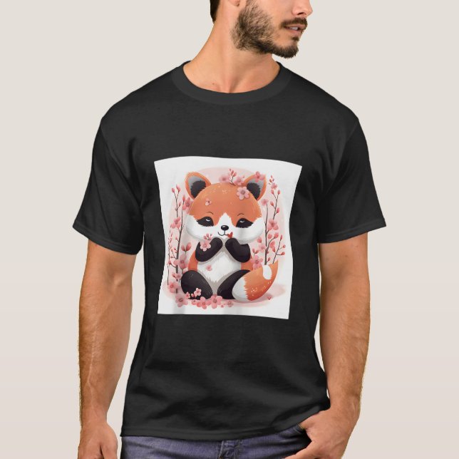 Red Panda And Cherry Blossom Theme Lovely Style Ba T Shirt (Framsida)