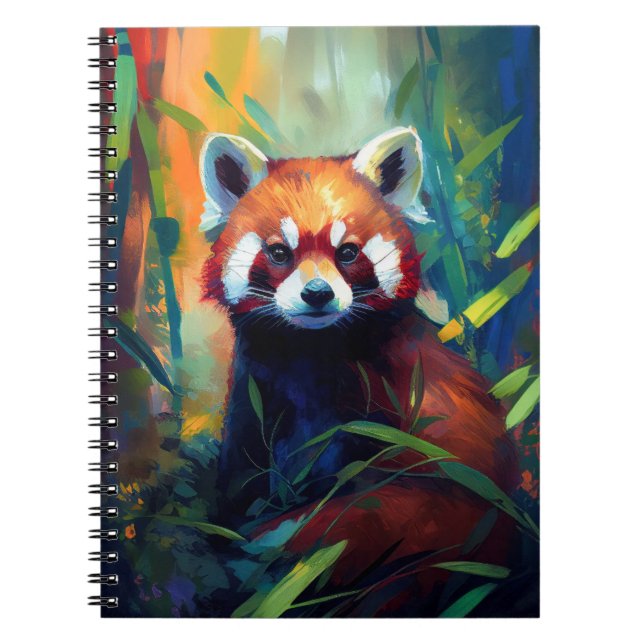 Red Panda Animal Porträtt Painting Wildlife Forest Anteckningsbok (Framsidan)