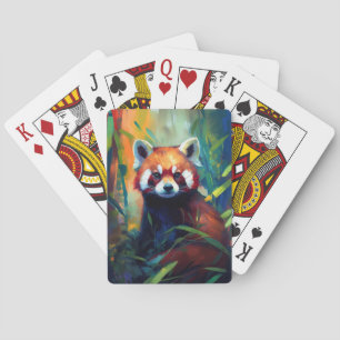 Red Panda Animal Porträtt Painting Wildlife Forest Casinokort