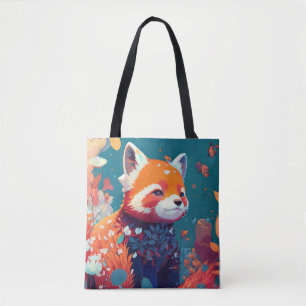 Red Panda Animal Porträtt Painting Wildlife Forest Tygkasse