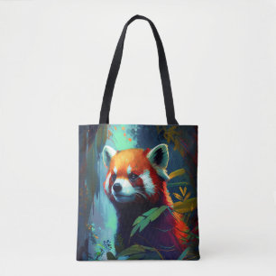 Red Panda Animal Porträtt Painting Wildlife Forest Tygkasse