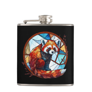 Red Panda Animal Porträtt Stached Glass Wildlife Fickplunta