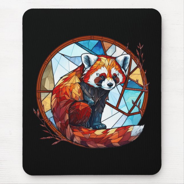 Red Panda Animal Porträtt Stached Glass Wildlife Musmatta (Framsidan)