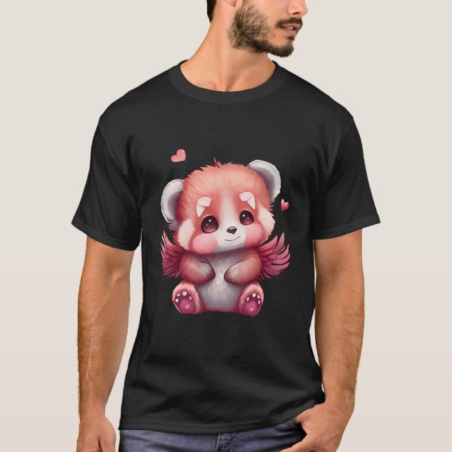 Red Panda Animal with Vingar T Shirt (Framsida)