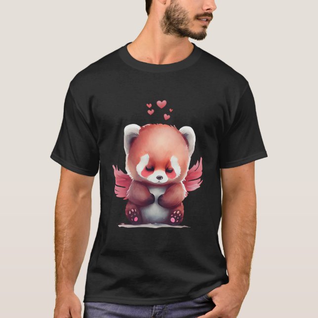 Red Panda Animal with Vingar T Shirt (Framsida)