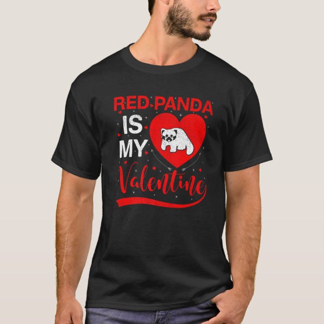 Red Panda är min Valentine Funny Heart Red Panda V T Shirt (Framsida)