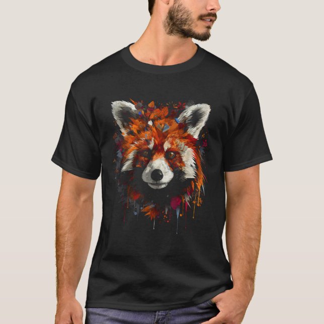 Red Panda Artwork Animal Panda T Shirt (Framsida)