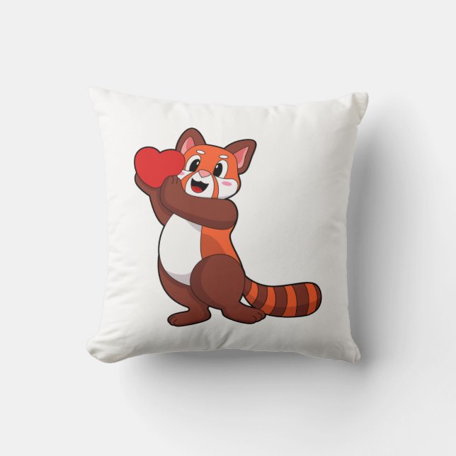 Red panda at Love with Heart.PNG Kudde (Framsida)