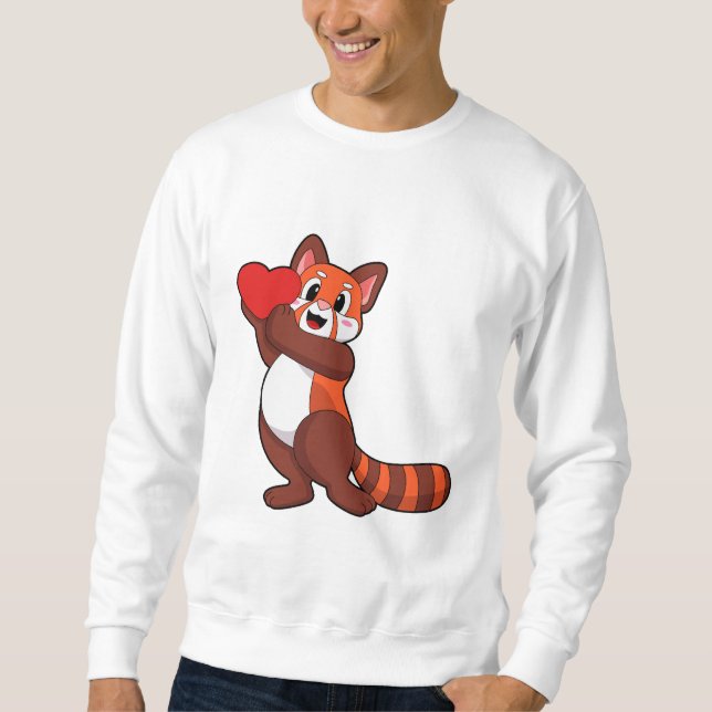 Red panda at Love with Heart.PNG Lång Ärmad Tröja (Framsida)