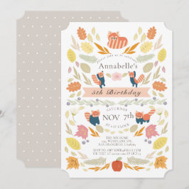 Red Panda Autumn Foliage Birthday Inbjudningar