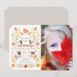 Red Panda Autumn Foliage Photo Birthday Inbjudningar