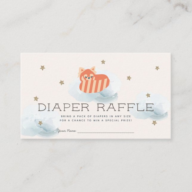 Red Panda Baby Shower Diaper Raffle Biljett Tilläggskort (Framsida)
